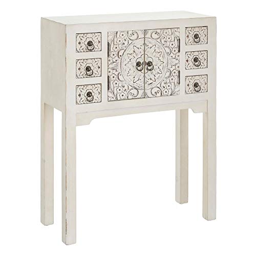 CH Design Mobles Nacher Axidecor  Recibidor Oriente Blanco Rozado 2 Puertas 6 Cajones, Madera, 63X80X26 cm
