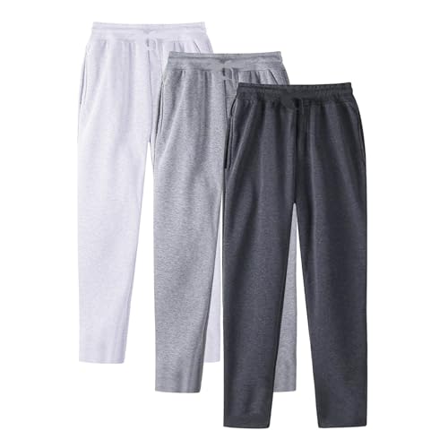 Sweatpants for Men 3 Pack Baggy Running Sports Pants Loose Casual Trousers Elastic Waist Drawstring Jogger Sweatpants2