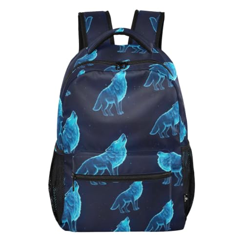 Sac à dos Cool Wolf bleu taille M pour enfants et adolescents