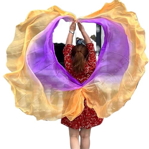 Voile de danse du ventre en soie véritable accessoire scène demi-rond