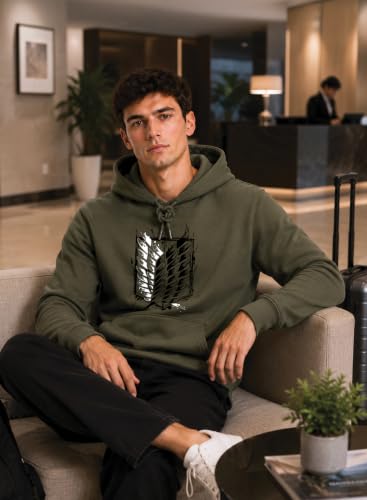 Image of ADRO Mens Abstract Graphic Hoodie | 320 GSM Cotton Poly Fleece | Regular Fit Contemporary Artistic Sweatshirt for Winter & Streetwear