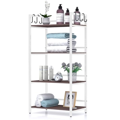 Image of wow craft 4-Layer Multipurpose Storage Stand | Floor-Mount Shelf for Kitchen, Office & Kids' Room | Sturdy White Metal Frame with Engineered Wood Shelves | Spacious & Durable (130x60x40 cm)
