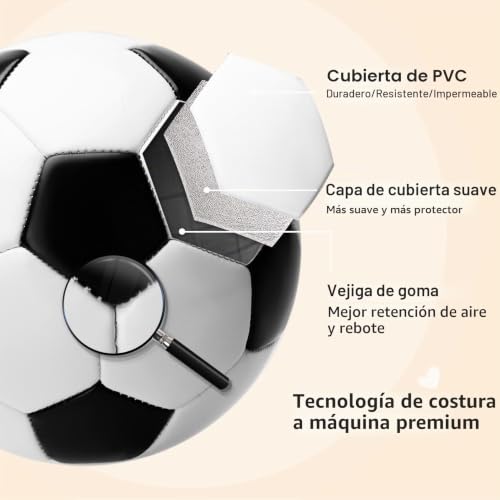 Miniatura 4 de Inpodak Balón De Fútbol Tamaño 3,Futbol Para Niños De 3 A 8 Años,Fútbol Clásico,Balón Con Bomba Manual,Balones Pequeños Para Juegos En Interior,Exterior Y Jardín,Regalos Futbol Niño