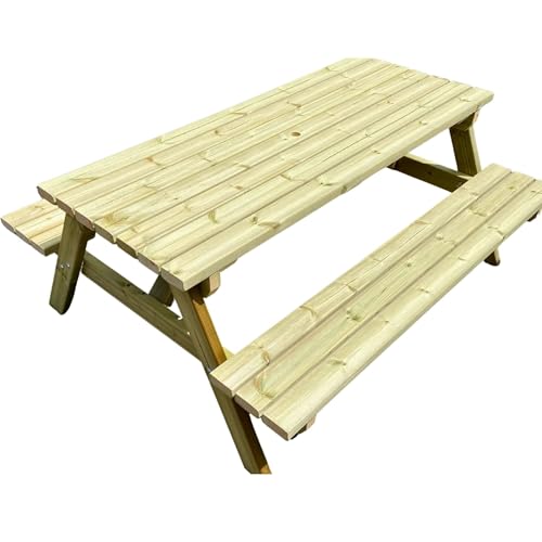 MG Timber Heavy Duty Premium, A-frame Picnic table, Bench. Made From Pressure Treated Swedish Redwood (SQ CORNERS, 6FT)