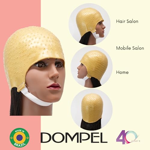 Dompel Reusable Professional Silicone Gold Cap With Hook | Hair Dyeing And Bleaching | Ideal For Bleach Powder, Blue Hair Dye, And Hair Coloring | Model 664 - Ca #TOP5