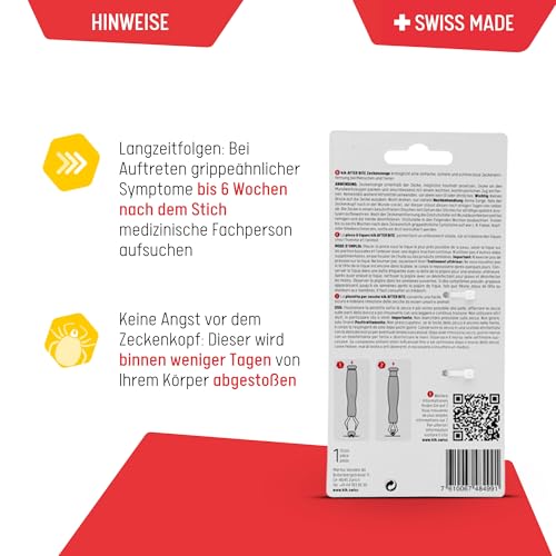 kik AFTER BITE Zeckenzange – Zange zum Zecken entfernen für Mensch und Tier und Zecken von jeder Grösse, robustes Kunststoffdesign, hygienisch und leicht zu reinigen, ohne die Zecke zu quetschen