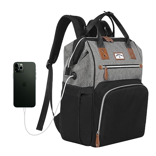 Diaper Bag Backpack:Baby Bag Large Tote Diaper bag for Boys and Girls, Men's Diaper Backpack, Women's Shoulder Mommy Bag, 2 Kids Nappy bag for mom and dad Black Grey