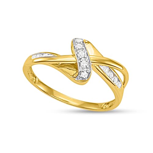 1/5 cttw White Diamonds Twisted Top Shank Promise Ring Crafted in 10KT Yellow Gold Real Diamond Ring for Women3