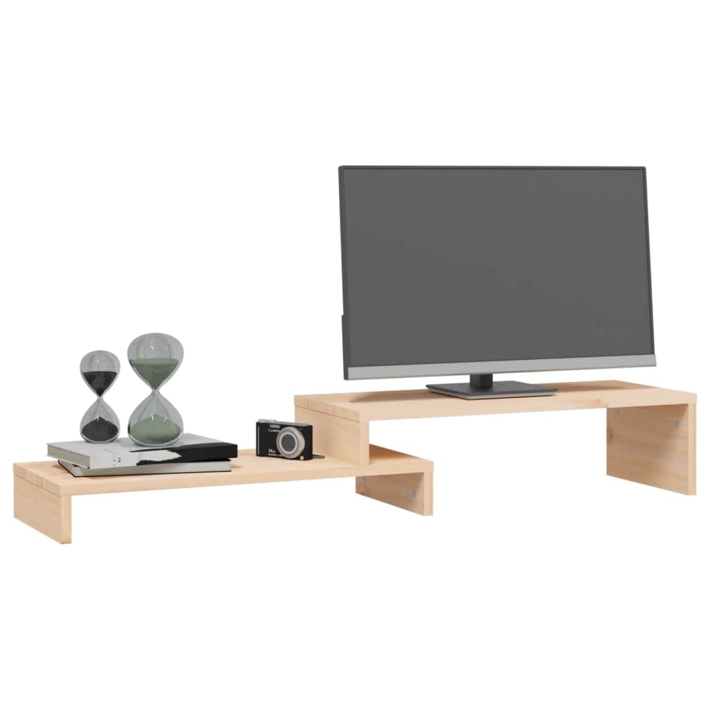 Supporto per monitor (52-101) x 22 x 14 cm, in legno massello di pino da scrivania, rialzo per monitor per PC, laptop, computer