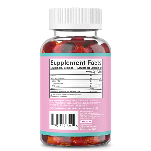 LaVie Fiber Gummies for Women, Pregnancy and Postpartum Sugar Free Gummies, Fiber Supplements, Plant Based Prebiotic Fiber, Fiber Gummy, Mixed Fruit Flavor, 60 Count - Image 7