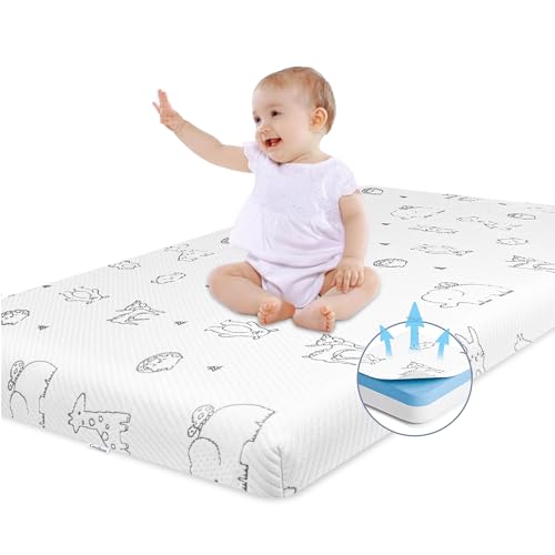 Image of Pack and Play Mattress, 38 inchx26 inch Breathable Pack N Play Mattresses Pad with Removable Ultra-Soft Cover, Portable Soft & Firm Memory Foam Playpen Mattress for Pack n Play