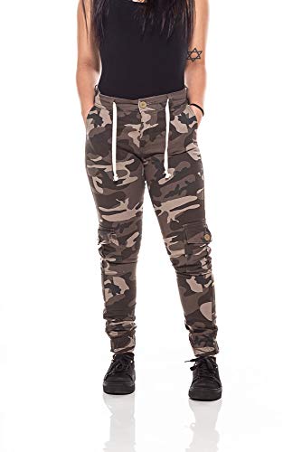 Calça Feminina Jogger Camuflada Com Bolso Cargo Lateral Tamanho:40;Cor:Marrom
