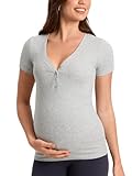MOMANDA Cotton Ribbed Henley Maternity Shirts Short Sleeve Nursing & Pregancy Tops Summer Casual T-Shirts...