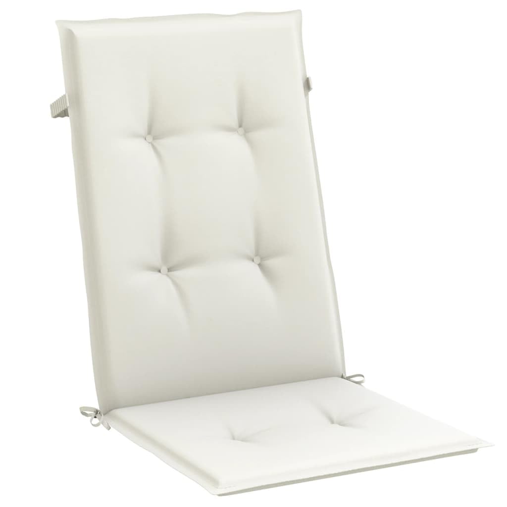 Hochlehner-Auflagen 2er-Set Creme-Meliert 120x50 cm, Polsterauflagen für Gartenstühle und Hochlehner, Weiche Stuhlkissen mit Haltebändern für Außen und Innen