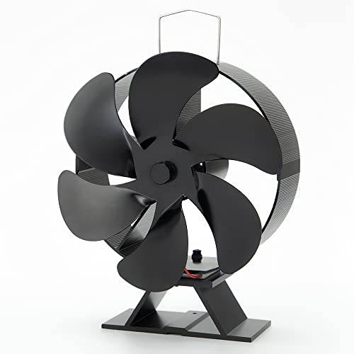 Ventiladores para Chimeneas, Ventilador de Estufa con 6 Palas, para estufa de gas/pellet/madera/quemador de leña-ROSPRETTY