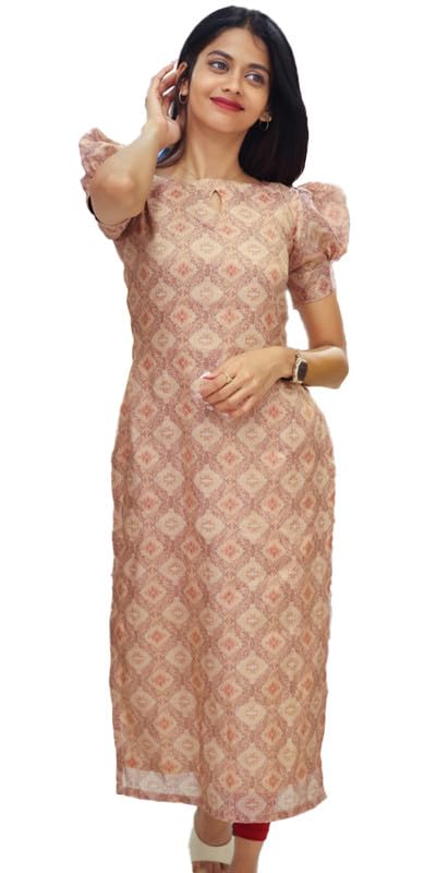 Image of Sun Fashion And Lifestyle Women's Chanderi Stitched Printed Kurti