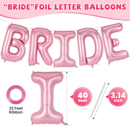 Image of 40 Inch Pink BRIDE Balloons, Giant Bride To Be Balloon, Letter Balloons for Bachelorette Party, Bridal Photo Booth Banner, Wedding Decorations