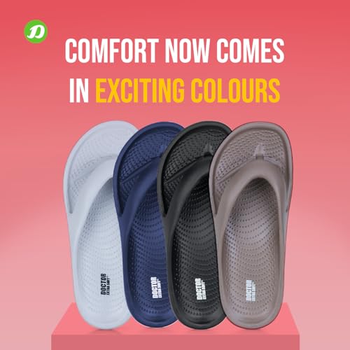 Image of DOCTOR EXTRA SOFT Men's Classic Casual Thong Slippers With Cushion Footbed For Adult|Comfortable & Lightweight|Stylish & Anti-Skid|Waterproof & Everyday Indoor Outdoor Flip Flops Gents & Boys D-506