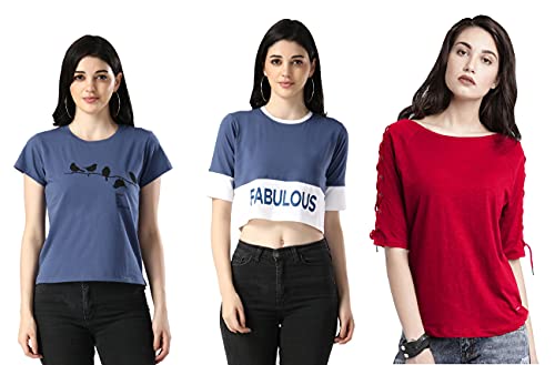 Image of DHRUVI TRENDZ Women's Regular Fit Tops | T Shirt for Women | Tops for Jeans for Women | Tops for Women | Western Tops for Women Stylish | T-Shirt for Women