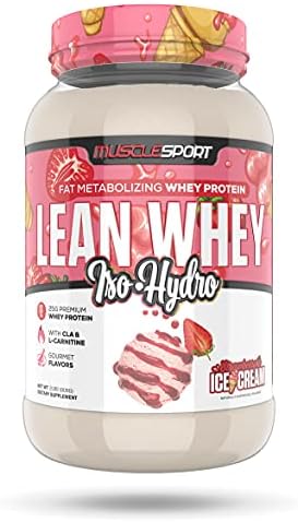 Musclesport Lean Whey Revolution™ Protein Powder - Whey Protein Isolate - Low Calorie, Low Carb, Low Fat, Incredible Flavors - 25g Protein per Scoop (2LB, Strawberry)