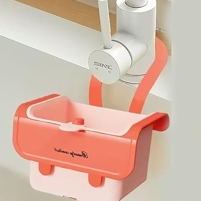 Hanging Sink Strainer Basket, Removable Fine Mesh Filter, One-Touch Drain, Universal Tap Mount (Fits 99% Faucets)