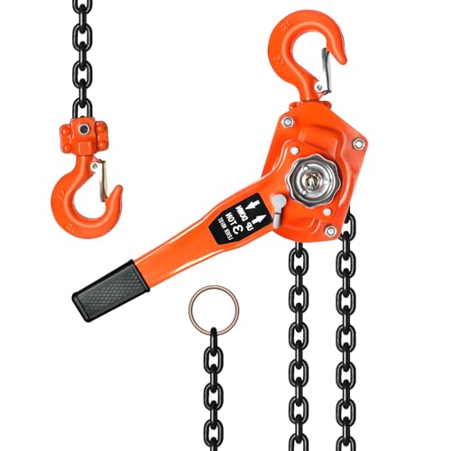 6Ton/13200LBS Capacity 10FT Manual Lever Chain Hoist with 2 Hooks Manual Ratchet Chain Puller Hoist Heavy Duty G80 Chain Come Along Winch Ratchet Hoist for Warehouses, Etc (6Ton/10FT)