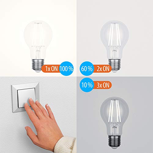 ledscom.de 3 Pieces E27 LED Bulb, A60, White (4000 K), 7.3 W, 1020lm, 3-Step dimmer - Image 3