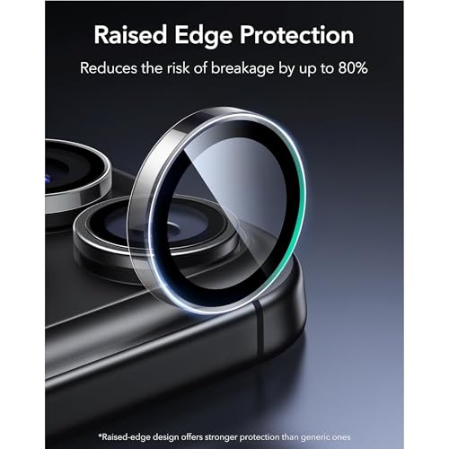 Image of Amazon Brand - Solimo Camera Glass Lens Protector Ring for Redmi Note 15 Pro 5G Case Friendly with Edge to Edge Coverage and Easy Installation (Black)
