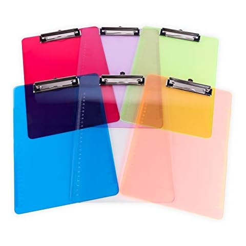 Slim Plastic Transparent Clipboard with Ruler Measurements (6 Pack) Cover