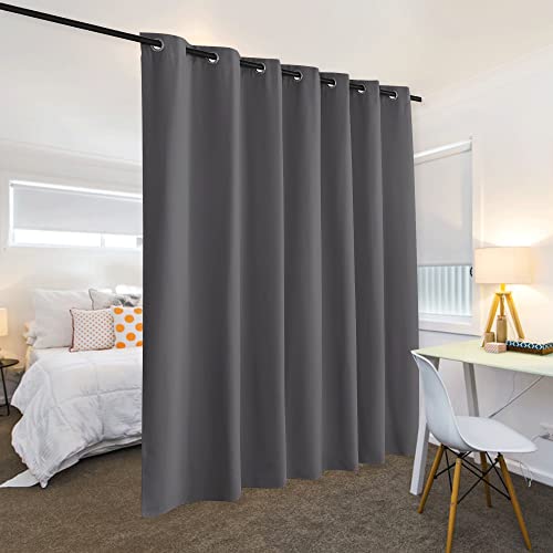 RYB HOME Blackout Room Divider Curtains Privacy Loft Screen Adjustable Ceiling to Floor Curtain & Drapes Partitions for Bedroom Dorm Doorway Bay Window, Wide 100 x Long 84, Grey, 1 Panel RYB HOME Blackout Room Divider Curtains Privacy Loft Screen Adjustable Ceiling to Floor Curtain & Drapes Partitions for Bedroom Dorm Doorway Bay Window, Wide 100 x Long 84, Grey, 1 Panel