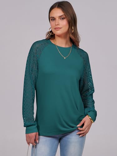 ANRABESS Womens Long Sleeve Shirts Lace Tops Business Casual Blouses 2025 Fall Fashion Outfits2