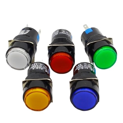 Interruptor de botón momentáneo con LED de 16mm y 220V para paneles CA 3