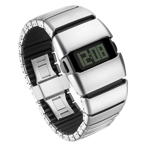 Image of Quartz Wristwatch Stainless Steel Digital Watch Waterproof for Men and Women
