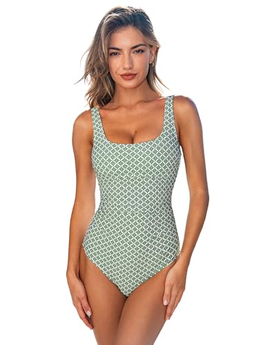 Best Square Neck One-Piece Swimsuit for Small Breasts: Top Picks for a Flattering Fit 4 CUPSHE Women's One Piece Swimsuit Square Neck Bathing Suit Wide Straps Back Hook Cutout Ruched Swimwear, M