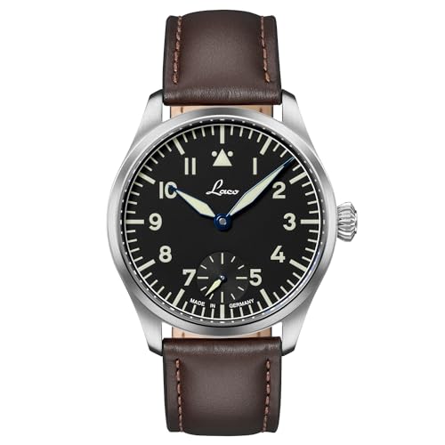Laco Montre aviateur ULM/Würzburg - Mouvement à remontage manuel - Boîtier en acier inoxydable - Verre saphir - Bracelet en cuir - Boucle ardillon - Fabriqué en...