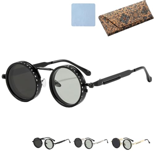 Adjustable Tint Sunglasses, Nd Filter Polarized Lens Glasses, 1-9 Gears Steampunk Nightshift Prescription Glasses for Men