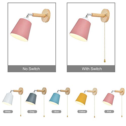 Lámpara de pared de madera con interruptor integrado para una iluminación cómoda en el cabecero 5