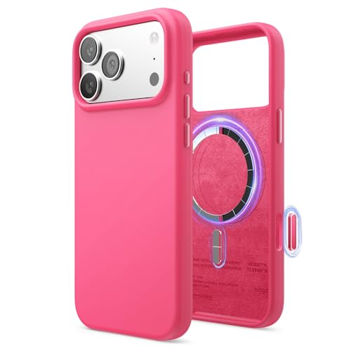 Image of elago for iPhone 17 Pro Max Case, Premium Magnetic Silicone Case, Compatible with MagSafe, Liquid Silicone Material, Protective Cover, Shockproof, Slim Phone, 6.9 inch (Ice Red)