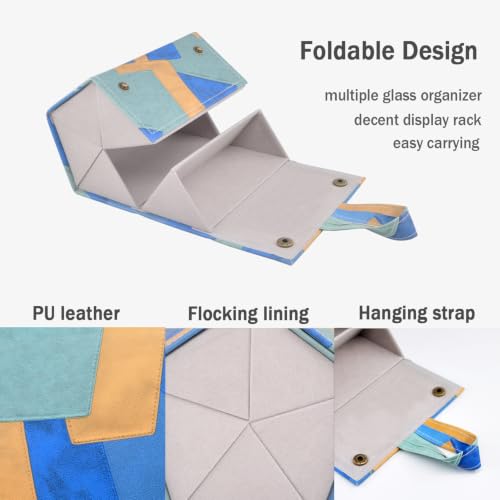 Image of Kenpal Sunglasses Storage Organizer Holder Foldable Travel Case with 5 Slot Compartments for Multiple Glasses
