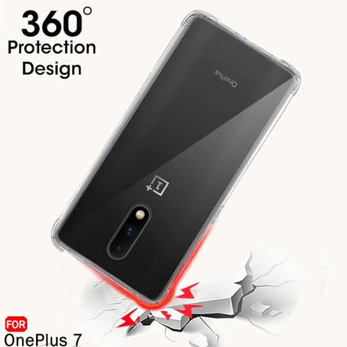 Image of TheGiftKart Ultra-Hybrid Crystal Clear Back Cover Case for OnePlus 7 | 360 Degree Protection | Shockproof Design | Hard Back Cover Case for OnePlus 7 (PC & TPU | Transparent)