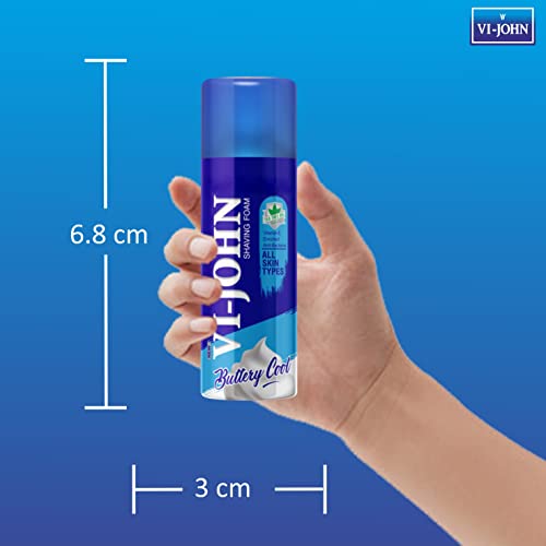 Image of VI - JOHN Shaving Foam For Men,All Skin Type Shaving Foam With Goodness Of Nature,Tea Tree Oil,Vitamin E Enriched And Anti- Bacterial Formula(50Gm Each- Pack Of 12)