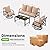 Soohow Patio Furniture Set, 4 Piece Outdoor Patio Furniture Set, 2 x Outdoor Swivel Chair, 1 x 3-Seats Sofa and 1 x Coffee Table, Metal Conversation Set for Porch, Balcony, and Backyard