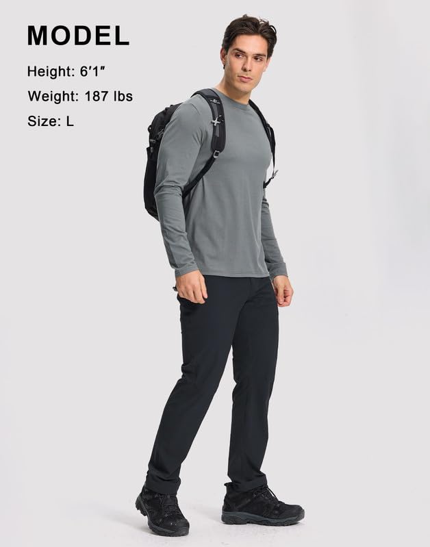 Pioneer Camp Pantalones de senderismo para hombre, exteriores, elásticos, impermeables, transpirables, de secado rápido, con cremallera, para escalada, montañismo