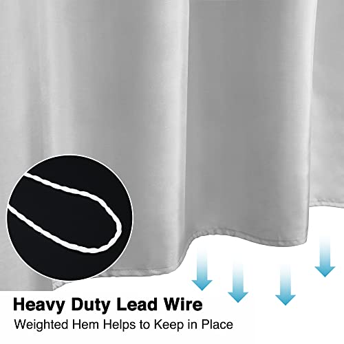 WELTRXE Shower Curtain Mould Proof Mildew Resistant, 180x180cm Light Grey Bathroom Curtain Set With Hooks,… - Image 4