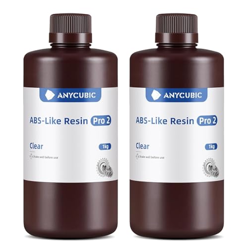 ANYCUBIC ABS-Like Resin Pro 2, Toughness Upgrade 3D Printer Resin, Low Odor 405nm UV-Curing Resin, High Precision and High-Success Rate Standard Photopolymer Resin for LCD DLP 3D Printing (2