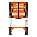 14.5FT Telescoping Extension Ladder for Home Attic Outdoor - Telescopic Collapsible Ladder with Non-Slip Feet & 2 Triangle Stabilizers, Heavy Duty Compact Retractable Ladder, Load Capacity 330 lbs