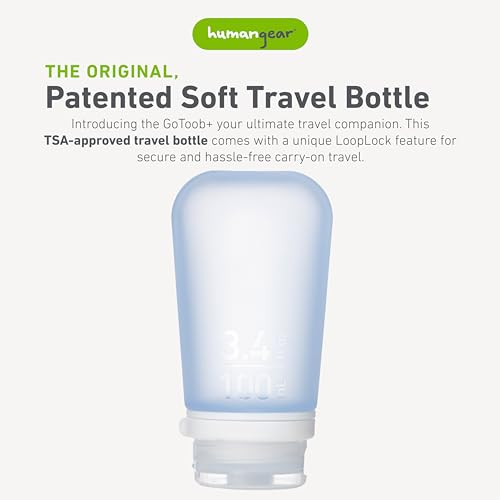 humangear GoToob+ (Large) | Refillable Silicone Travel Bottle | Locking Lid | Food-Safe Material | Blue, Large (3.4 fl.oz.; 100ml) by humangear - Image 2