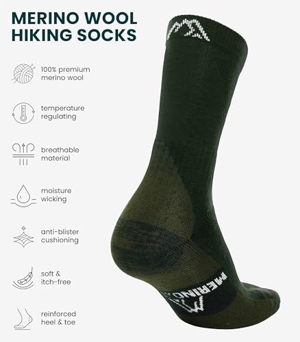 Image of Merino.tech Merino Wool Socks for Women And Men - Merino Wool Hiking Socks Crew Style