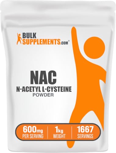 Image of BulkSupplements.com NAC Powder - N-Acetyl Cysteine 600mg, NAC Supplement - Antioxidant Support, Gluten Free - 600mg per Serving, 1667 Servings, 1kg (2.2 lbs) (Pack of 1)