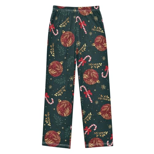 Boys' Pants Christmas Candy Canes Snowflakes Long Bottoms Jogger Pants Elastic Waist Trousers with Pockets S-XL